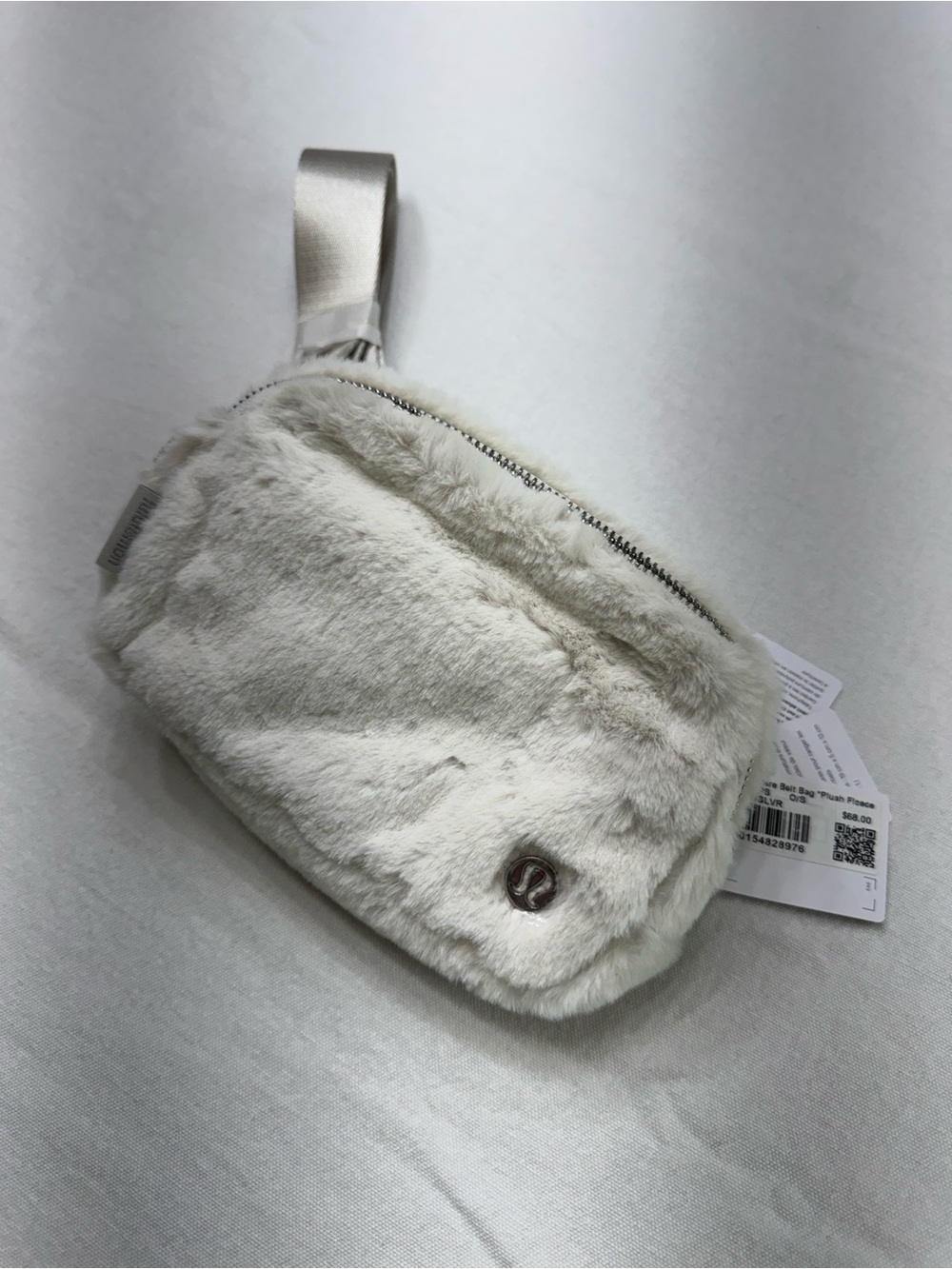 lululemon athletica Cream Faux Fur crossbody with Satin Strap